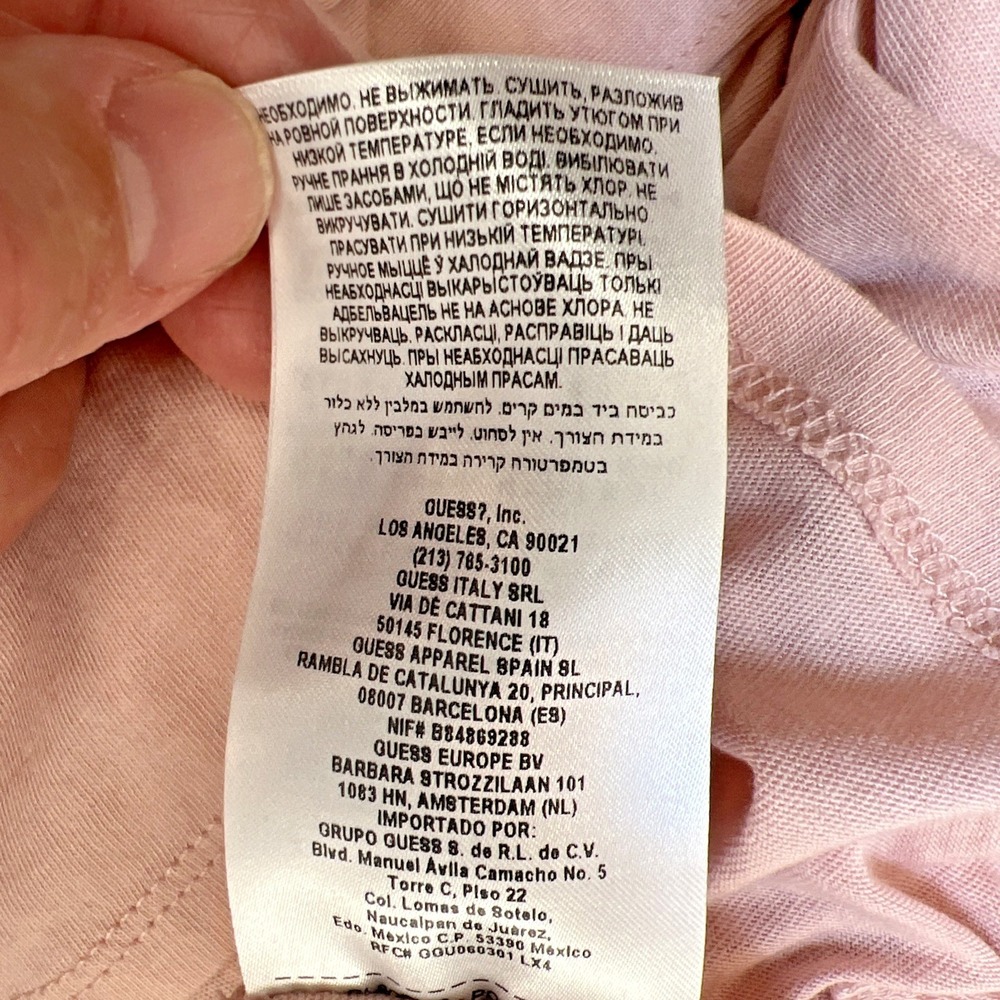NWT Guess LA Skylar Top Women's L Blush Pink Modal Henley Roll Tab Sleeve Soft - Picture 12 of 16